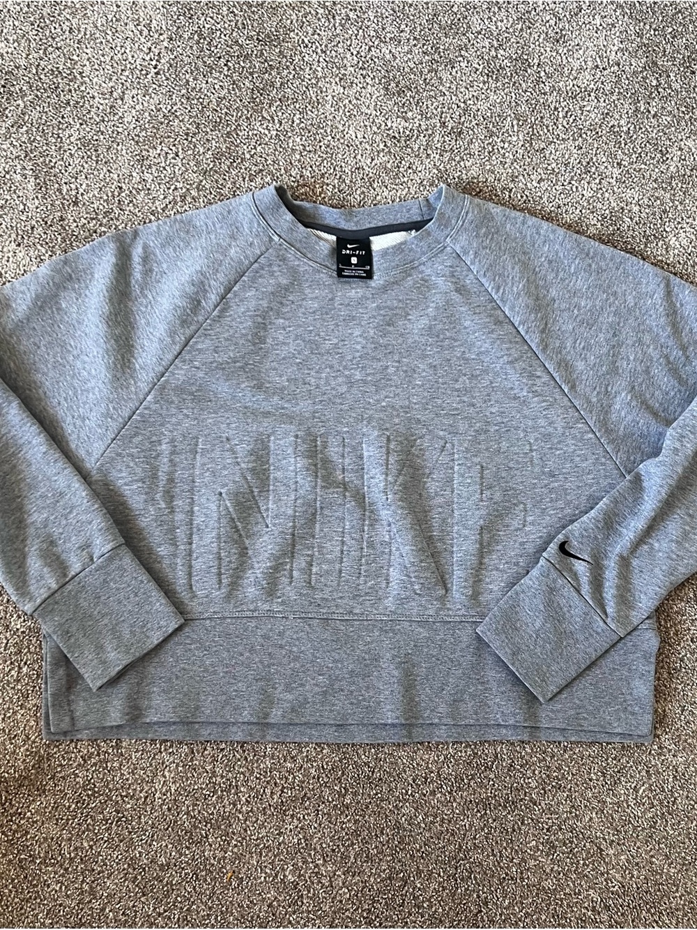 Nike Grey Embossed Logo Crewneck Sweatshirt